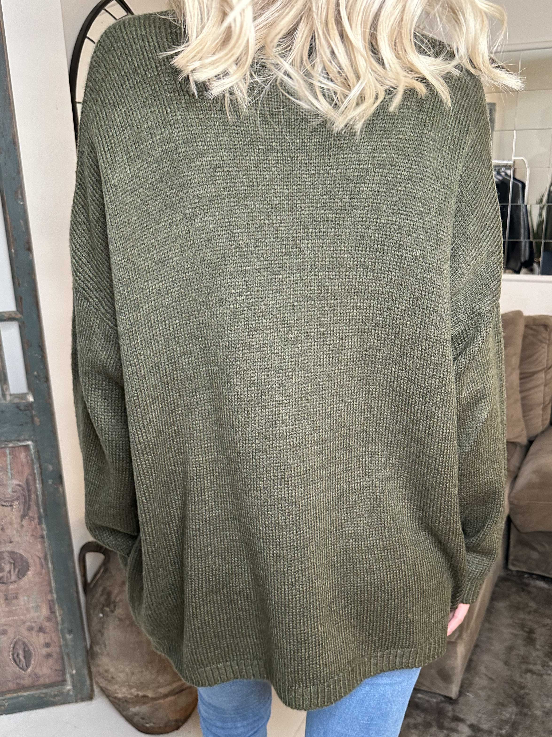 Achilla - Strikbluse med guld print foran